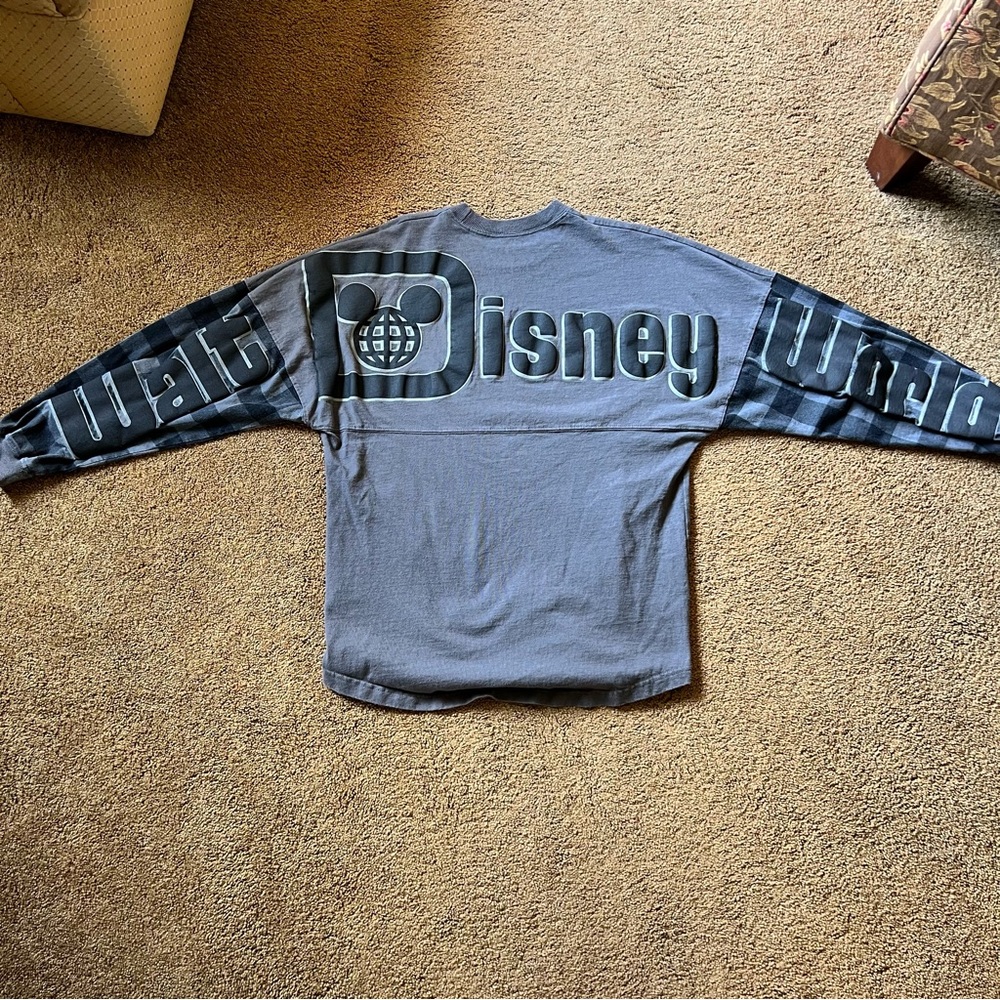 Walt Disney World Gray Spirit Jersey Small TShirt Mickey Mouse Spellout Texture